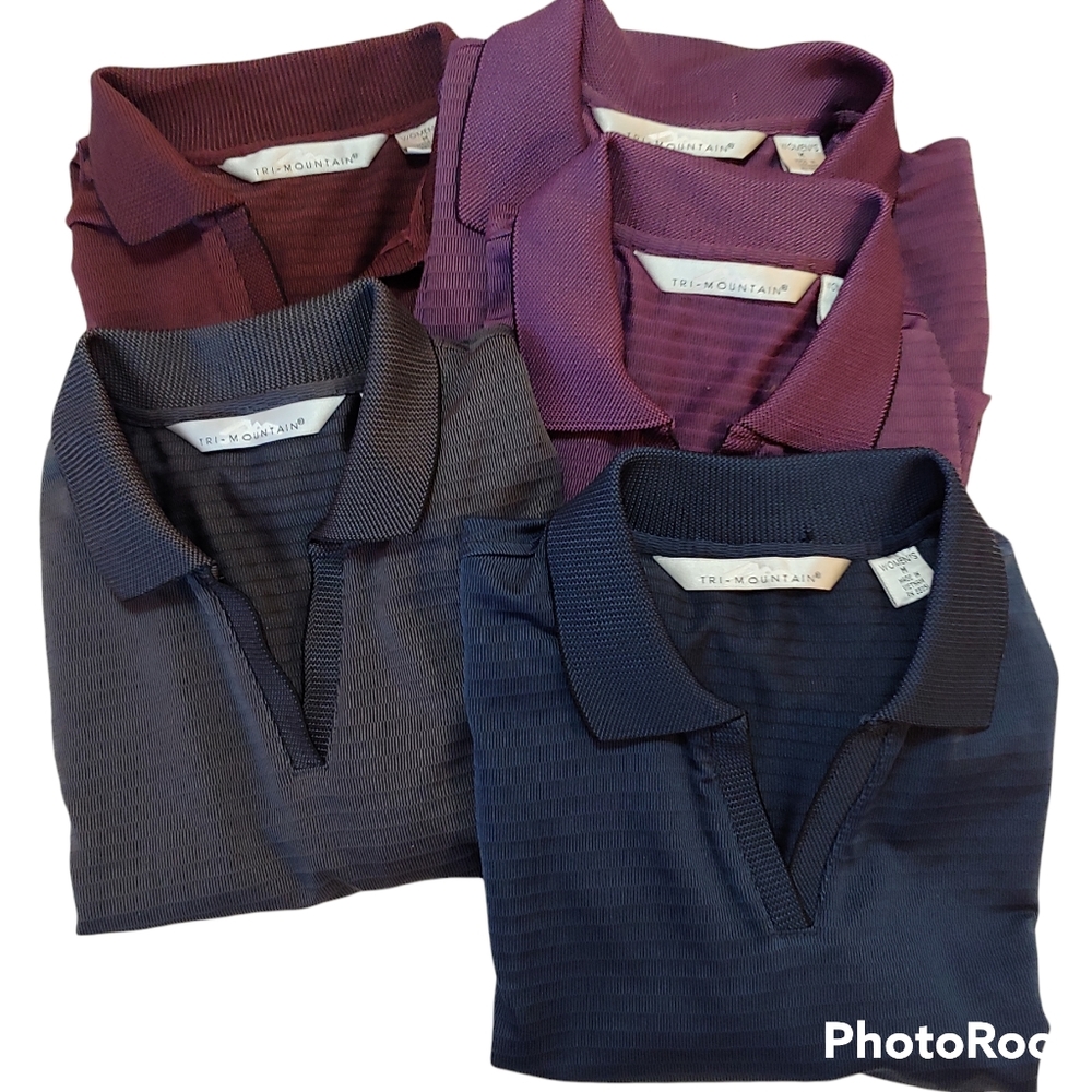 Tri Mountain 5 pieces women's polo shirts EUC